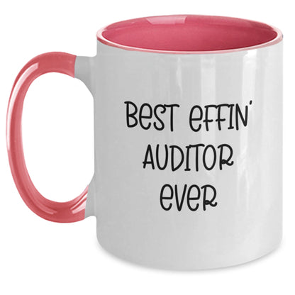 Funny Auditor Gifts for Mom, Two Tone Coffee Mugs with Quote Best Effin' Auditor Ever, Unique Gifts from Family for Auditor - Main