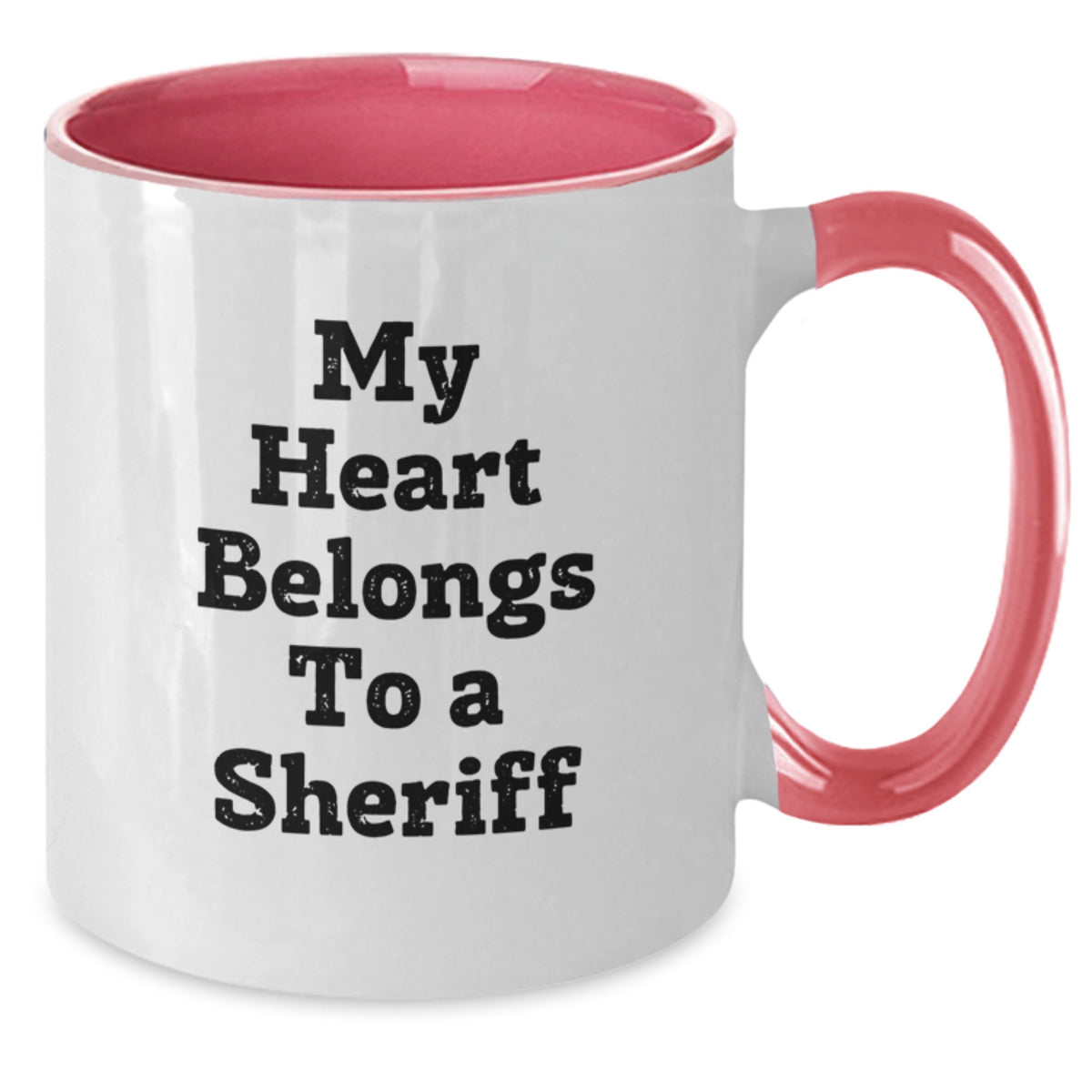 Funny Sheriff Gifts for Him, Two Tone Coffee Mug with 'My Heart Belongs To A Sheriff' Quote, Unique Graduation Gifts for Men from Friends - Additional