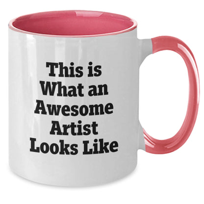 Funny Artist Gifts from Friends for Graduation Unique Two Tone Coffee Mugs - This Is What An Awesome Artist Looks Like - Artist Inspired Mug - Additional