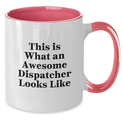 Funny Dispatcher Gifts from Friends Birthday Two Tone Coffee Mugs - 'This Is What An Awesome Dispatcher Looks Like' - Unique Birthday Unique Gift Ideas for Dispatcher Men Women - Additional