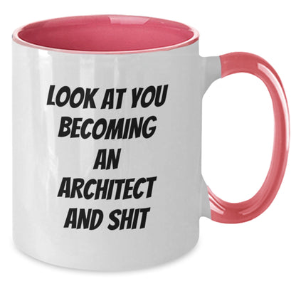 Funny Architect Gifts, Two Tone Coffee Mugs for Him, Christmas Unique Gifts from Friends, 'Look At You Becoming An Architect And Shit', Architect Mugs for Men, Women, Family, Coworkers - Additional