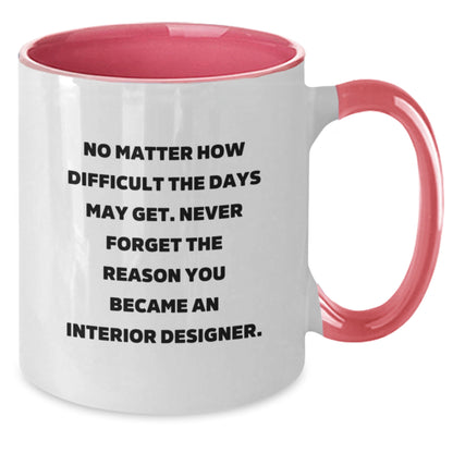 Inspirational Gifts from the Heart - Funny Interior Designer Quotes for Dad on Father's Day, Two Tone Coffee Mug - Additional