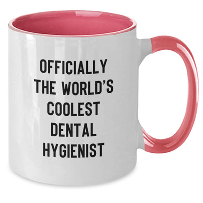 Funny Dental Hygienist Gifts from Men to Men - Two Tone Coffee Mug, Officially The World's Coolest Dental Hygienist Quote, Unique Father's Day Unique Gifts - Additional