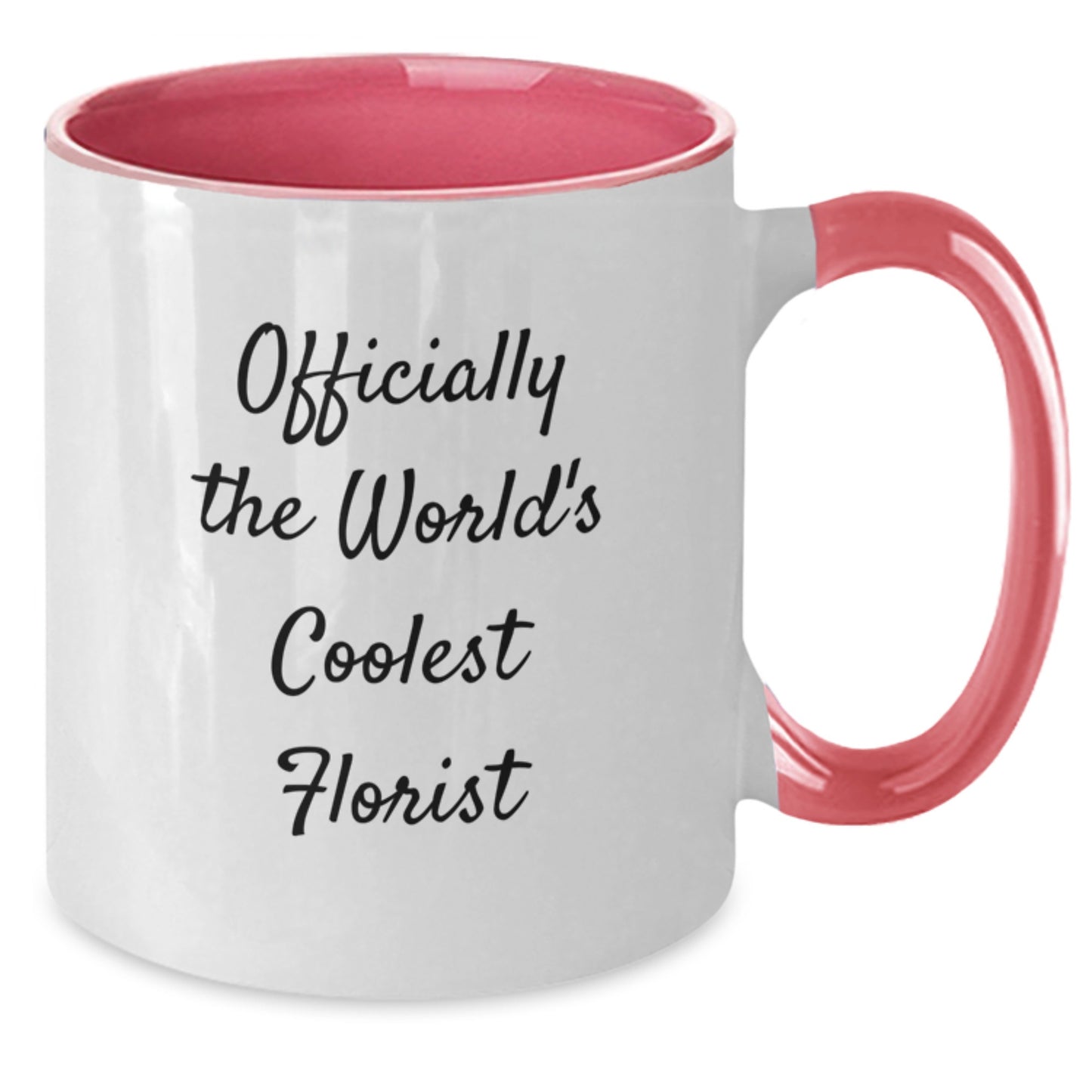 Funny Florist Gifts from Friends - Two Tone Coffee Mug 'Officially The World's Coolest Florist' for Florist Lovers on Father's Day - Additional