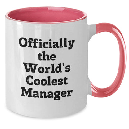 Funny Manager Gifts, Gifts for Manager, Manager Birthday Unique Gifts from Friends, 'Officially The World's Coolest Manager' Two Tone Coffee Mug - Additional