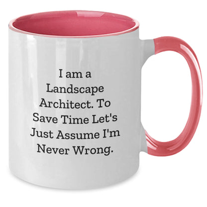 Funny Landscape Architect Gifts - I Am A Landscape Architect To Save Time Let's Just Assume I'm Never Right Two Tone Coffee Mug for Birthday - Additional