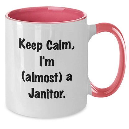 Janitor Gift for Him Keep Calm, I'm (Almost) A Janitor Keepsake Mug - Additional