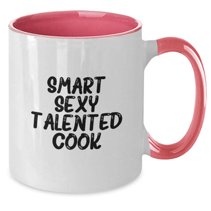 Funny Cook Gifts for Friends - Smart Sexy Talented Cook Two Tone Coffee Mug, Perfect Christmas Unique Gifts from Women to Men - Additional