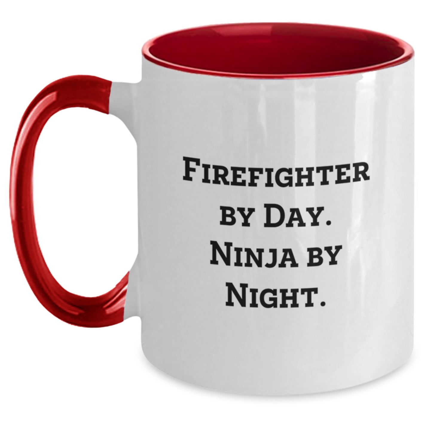 Funny Firefighter Gifts for Men - Firefighter By Day Ninja By Night Two Tone Coffee Mug, Unique Christmas Unique Gifts from Friends, Family, Coworkers - Main