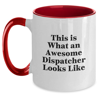 Funny Dispatcher Gifts from Friends Birthday Two Tone Coffee Mugs - 'This Is What An Awesome Dispatcher Looks Like' - Unique Birthday Unique Gift Ideas for Dispatcher Men Women - Main