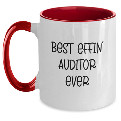 Funny Auditor Gifts for Mom, Two Tone Coffee Mugs with Quote Best Effin' Auditor Ever, Unique Gifts from Family for Auditor - Main