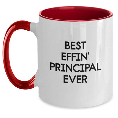 Funny Principal Gifts from Men to Principal - Best Effin' Principal Ever Two Tone Coffee Mug for Principal - Principal Teacher Gifts for Principal on Father's Day - Unique Principal Mug - Main