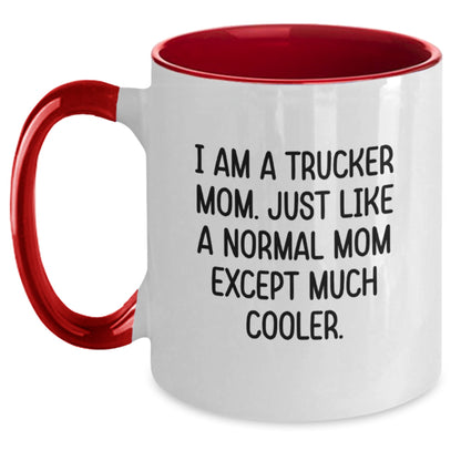Trucker Mom Keepsake Mug for Him Birthday Gift Ceramic 11oz Red White - Main