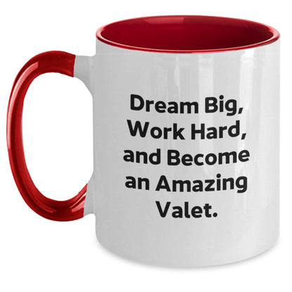 Funny Valet Gifts for Men, Two Tone Coffee Mugs with Dream Big Quote - Gift from Friends and Family for Graduation - Main