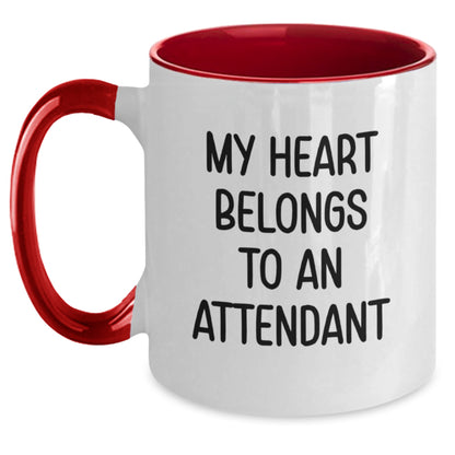 Cute Attendant Gifts from Men, Women, Friends, Coworkers, Family - My Heart Belongs To An Attendant Two Tone Coffee Mug for Valentine's Unique Gifts - Main