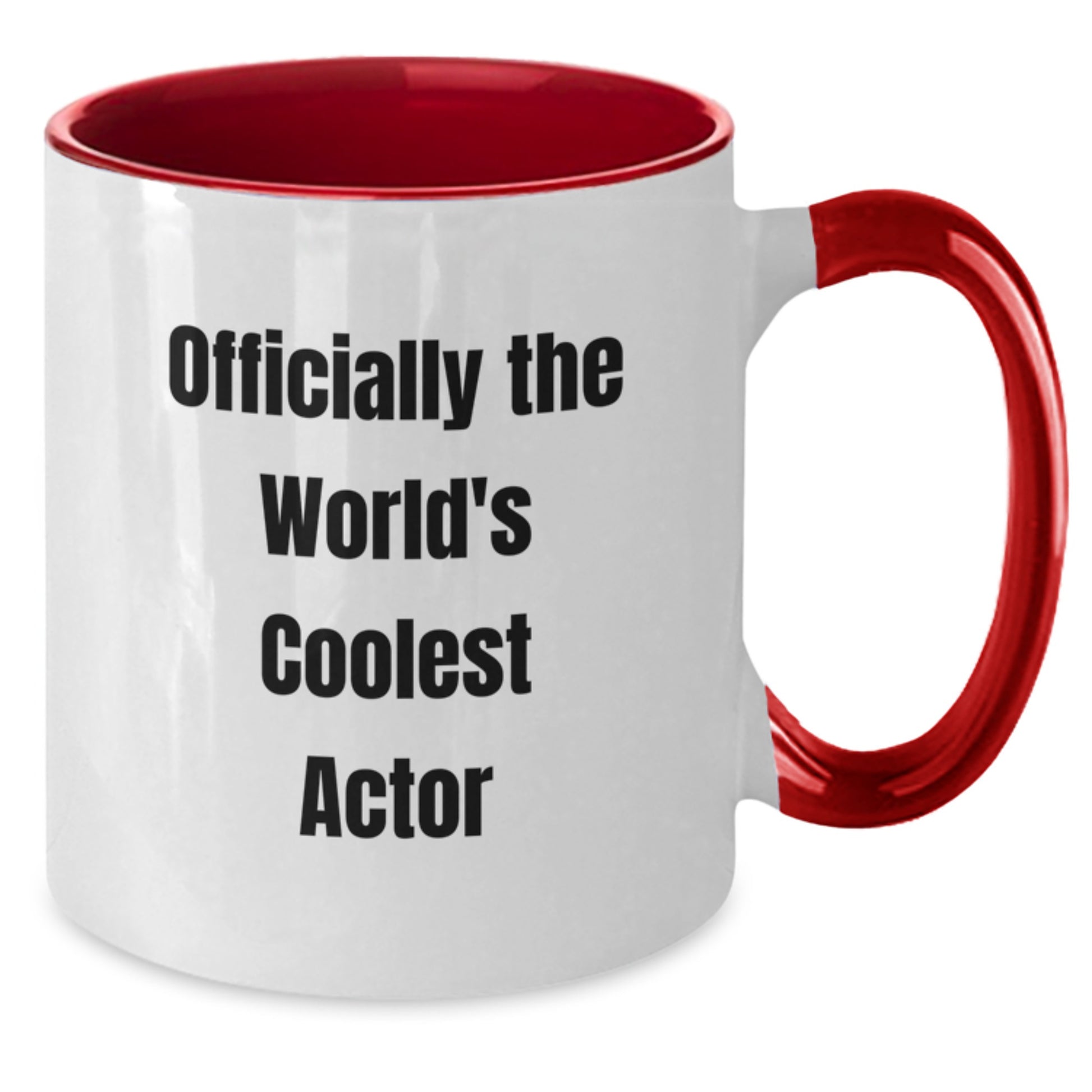 Funny Actor Valentine's Gifts from Friends, Unique Two Tone Coffee Mug, 'Officially The World's Coolest Actor' Quote - Additional