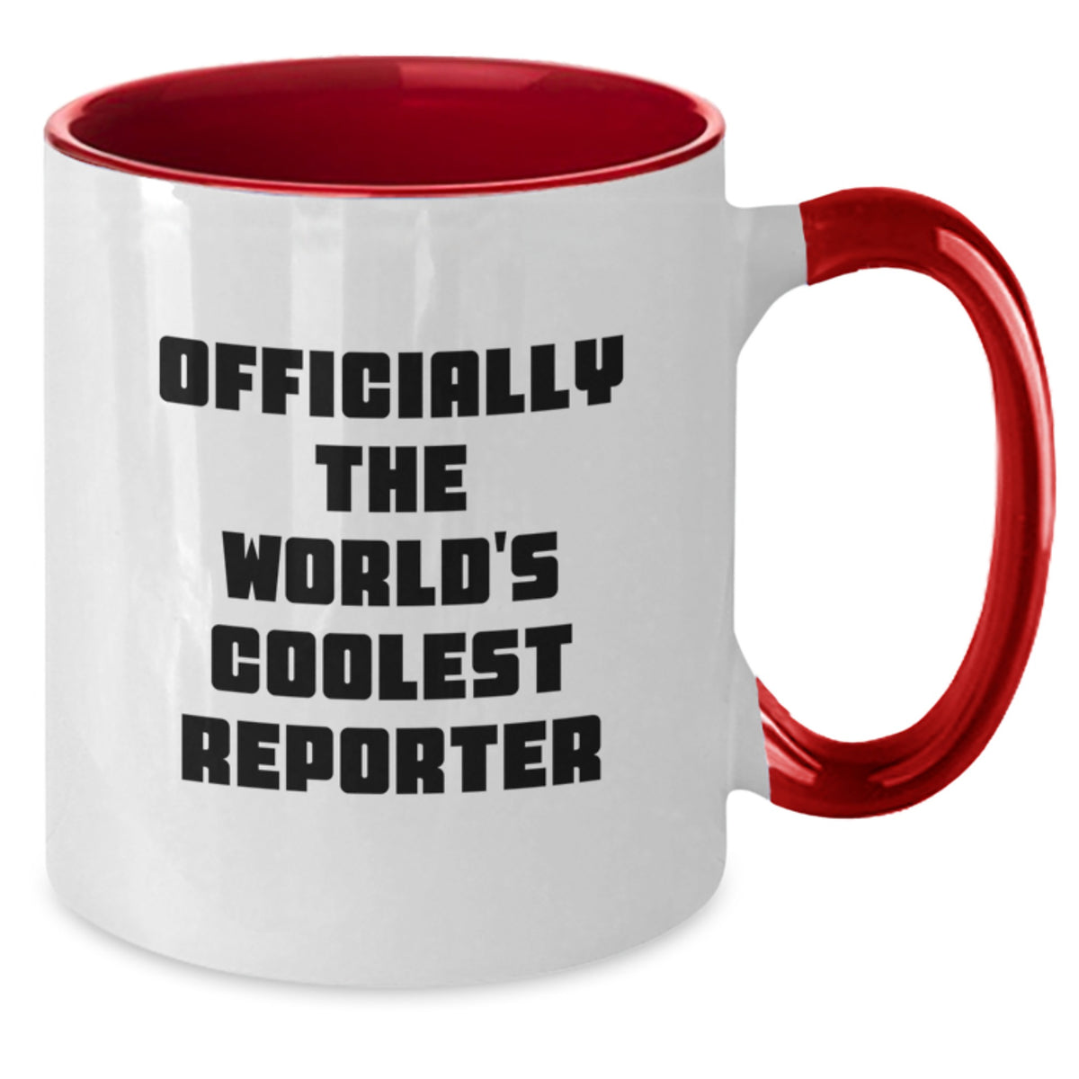 Gifts from Men for Mom, Officially The World's Coolest Reporter Two Tone Coffee Mug, Funny Quote Reporter Gifts for Her - Additional