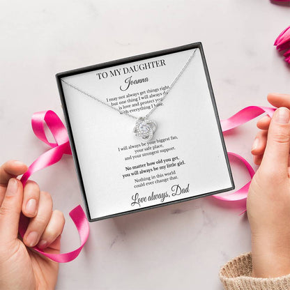 To My Daughter Personalized Love Knot Necklace – Your Biggest Fan & Strongest Support | From Dad