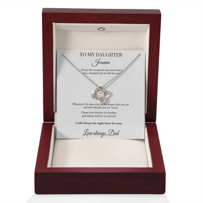 To My Daughter Personalized Love Knot Necklace – You Changed My World Forever | From Dad