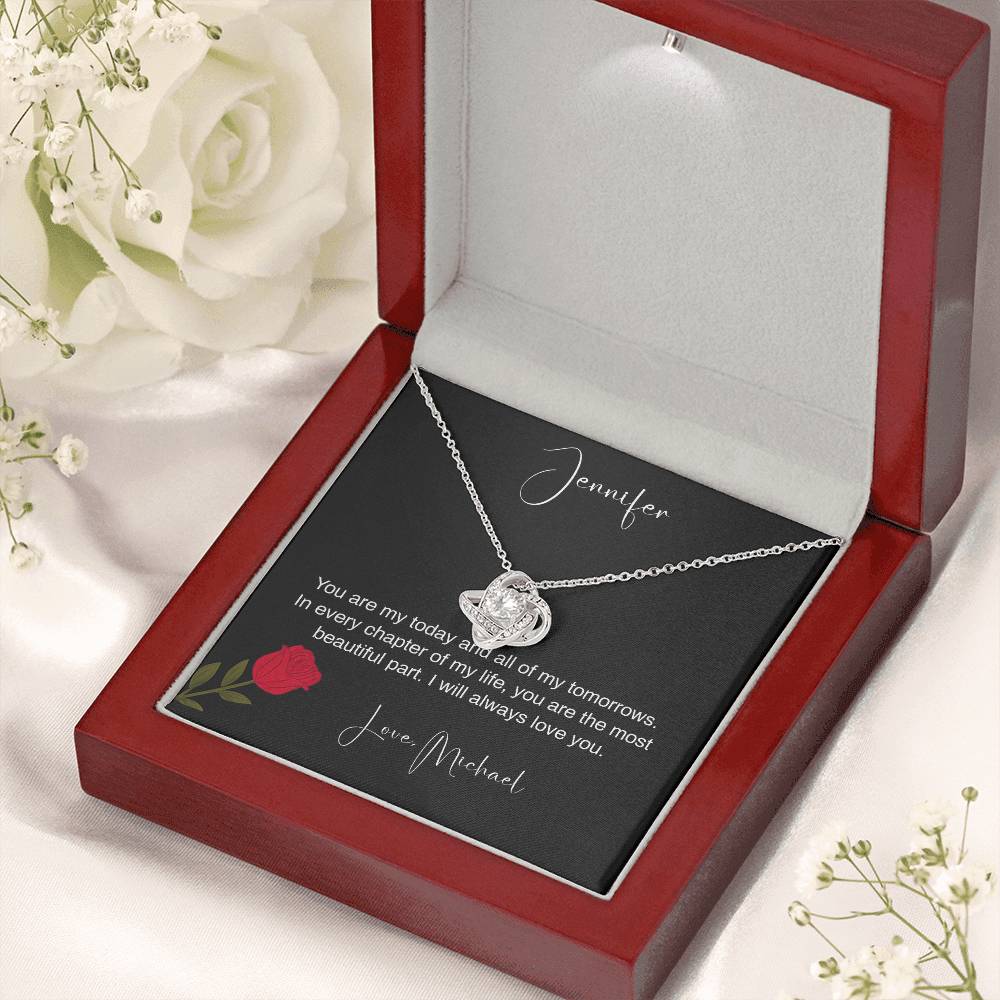 LoveTo My Wife – Personalized Love Knot Necklace with Luxury LED Box | Forever My Today & Tomorrows