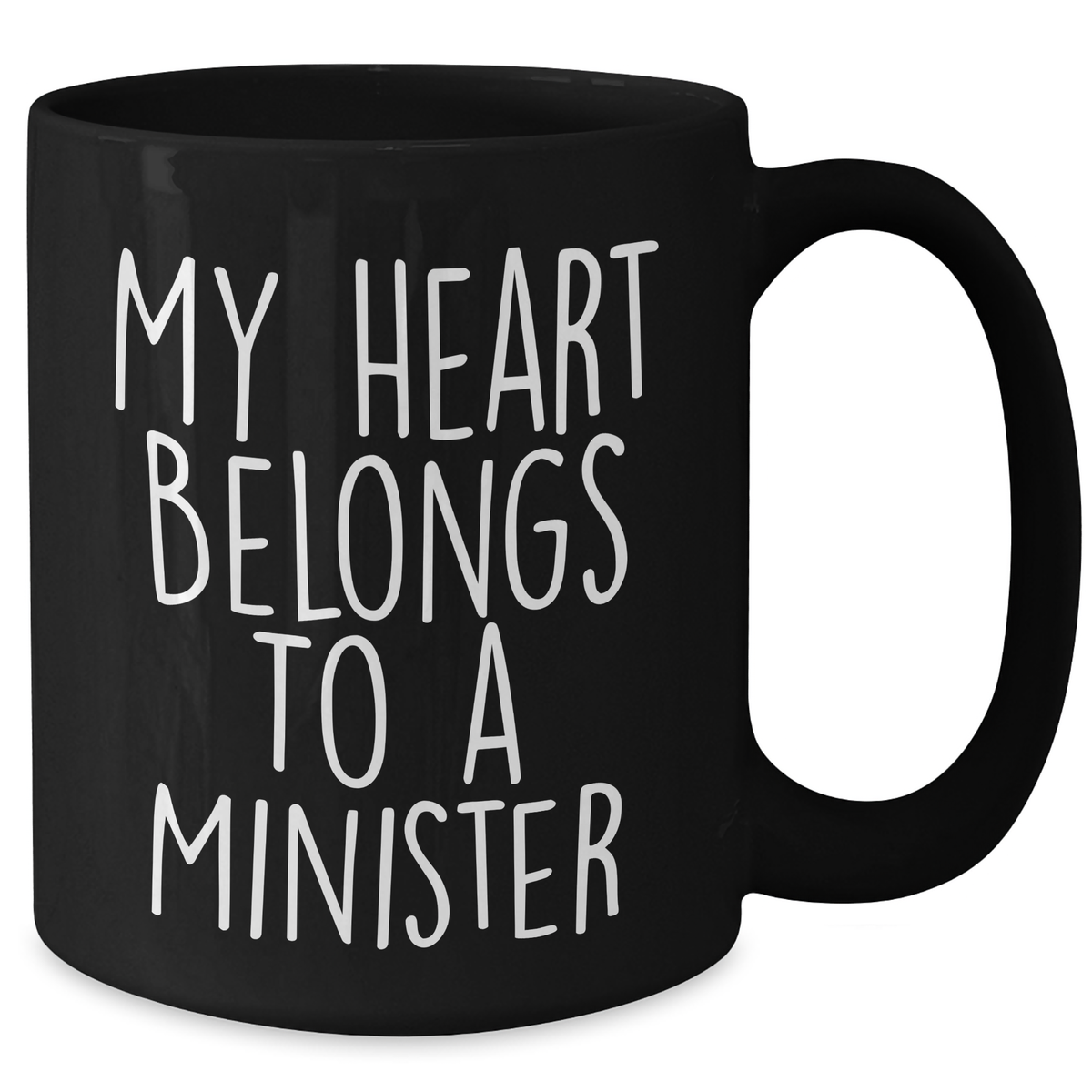 Funny Minister Gifts - My Heart Belongs To A Minister Black Coffee Mug, Unique Father's Day Unique Gift from Friends or Family - Additional