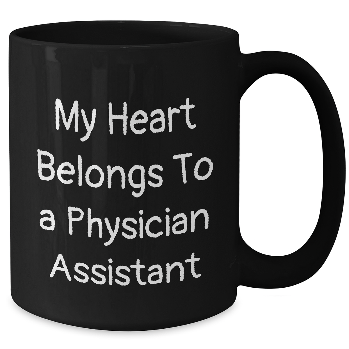 Funny Physician Assistant Gifts from Friends for Graduation Unique Mugs with 'My Heart Belongs To A Physician Assistant' Quote, Black Coffee Mug, 11oz or 15oz, Microwave and Dishwasher Safe - Additional