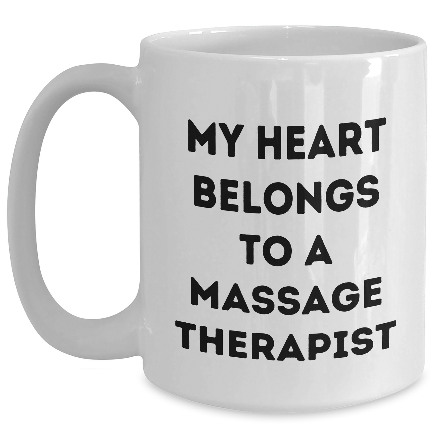 Massage Therapist Gifts for Him and Her, Funny White Coffee Mug, 'My Heart Belongs To A Massage Therapist', Gifts from Men to Massage Therapist, Unique Father's Day Unique Gifts - Main