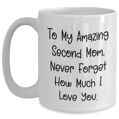 Funny Second Mom Graduation Unique Gifts from Men to My Amazing Second Mom Never Forget How Much I Love You White Coffee Mug - Main
