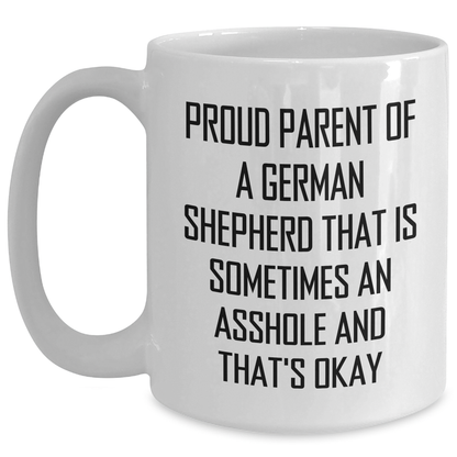 Funny German Shepherd Dog Gifts for Proud Parents - White Coffee Mug from Friends and Family for Graduation - Main