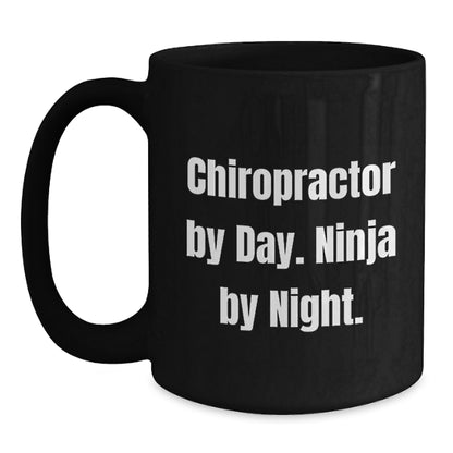Funny Chiropractor Gifts for Men, Black Coffee Mug from Family, 'Chiropractor By Day. Ninja By Night.' - Main
