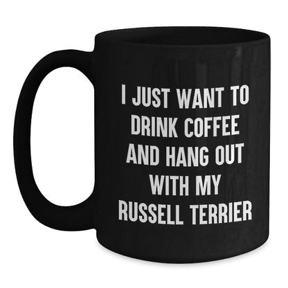 Funny Russell Terrier Dog Black Coffee Mug Gifts from Men to Friends for Birthday - Main