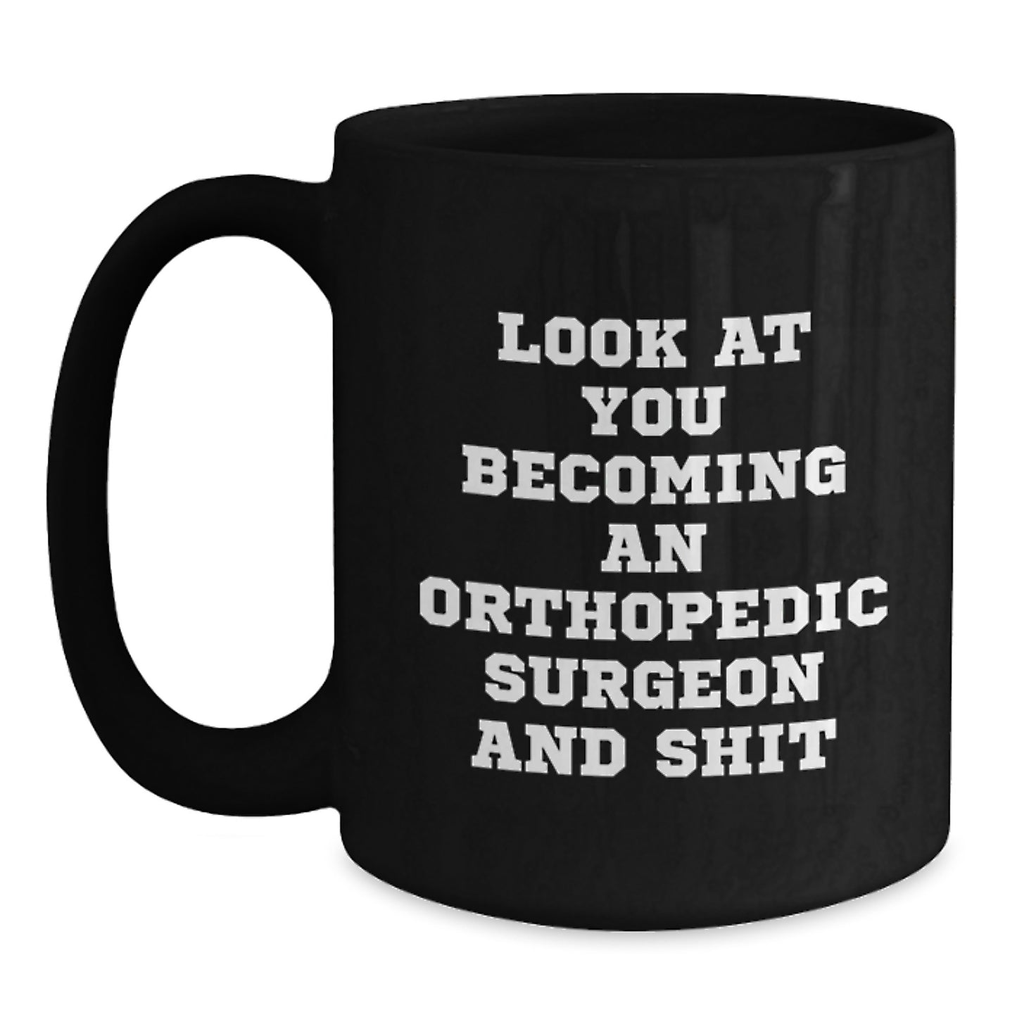 Funny Orthopedic Surgeon Gifts for Him, Black Coffee Mug from Friends for Christmas Unique Present - Main