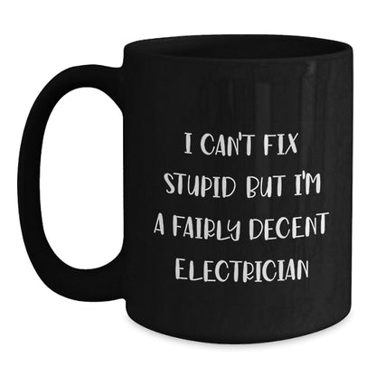 Funny Electrician Gifts from Men for Christmas Unique Presents, Best Black Coffee Mug for Electricians - Main