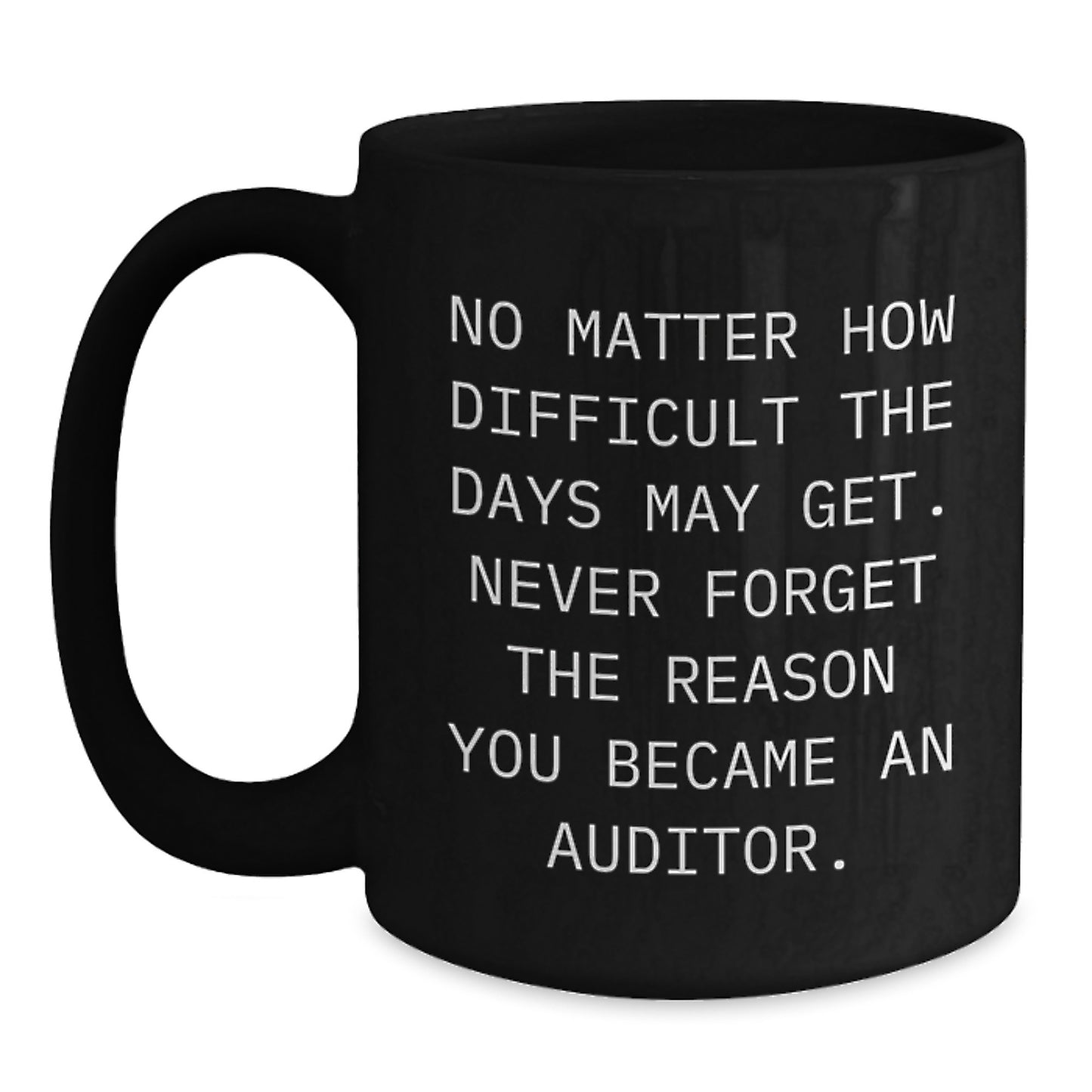 Funny Inspirational Gifts for Auditors - Black Coffee Mug, Never Forget the Reason You Became an Auditor, Perfect Auditor Gifts from Friends, Coworkers, or Family this Christmas - Main