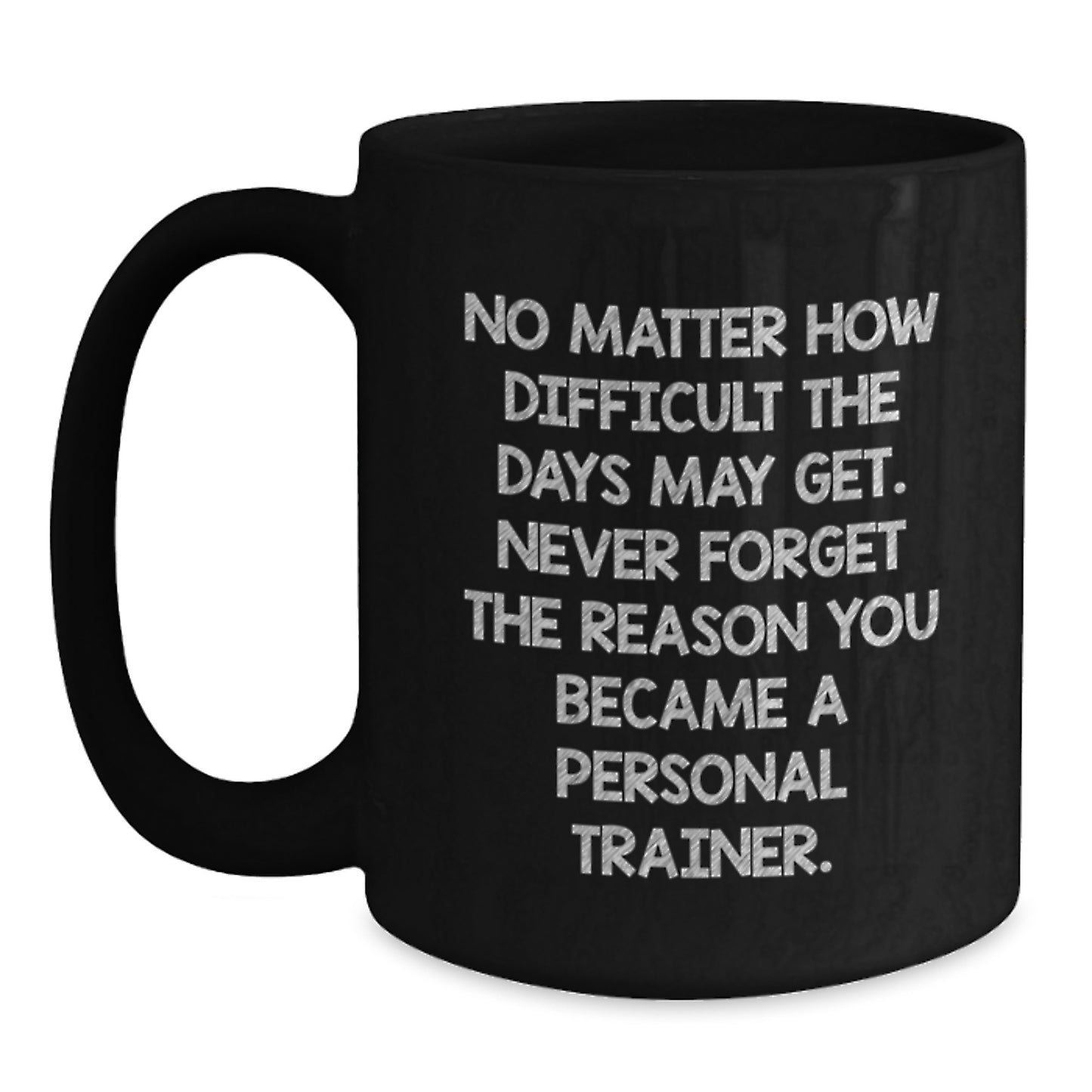 Funny Personal Trainer Christmas Unique Gifts from Friends, Black Coffee Mug for Men, Inspirational Quote about Staying Motivated - Main