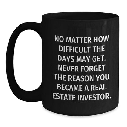 Real Estate Investor Funny Quote Birthday Unique Gift, Gifts from Family to Real Estate Investor, Funny Quote Black Coffee Mug, Gift for Real Estate Investor Men, Motivational Mug - Main