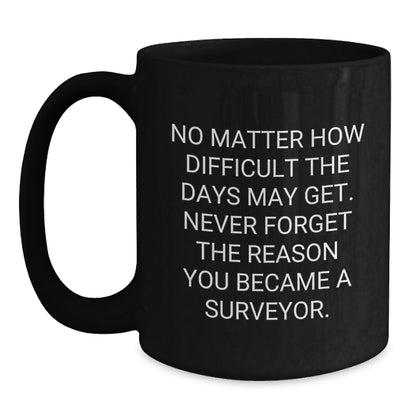 Gifts from Friends for Surveyor Men - Inspirational Black Coffee Mug Surveyor Valentine's Unique Gifts - Main