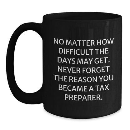 Tax Preparer Gifts from Friends - Funny Inspirational Coffee Mug for Birthday - 11oz or 15oz Black Ceramic Mug - Quotes to Remind You Why You Became a Tax Pro - Main