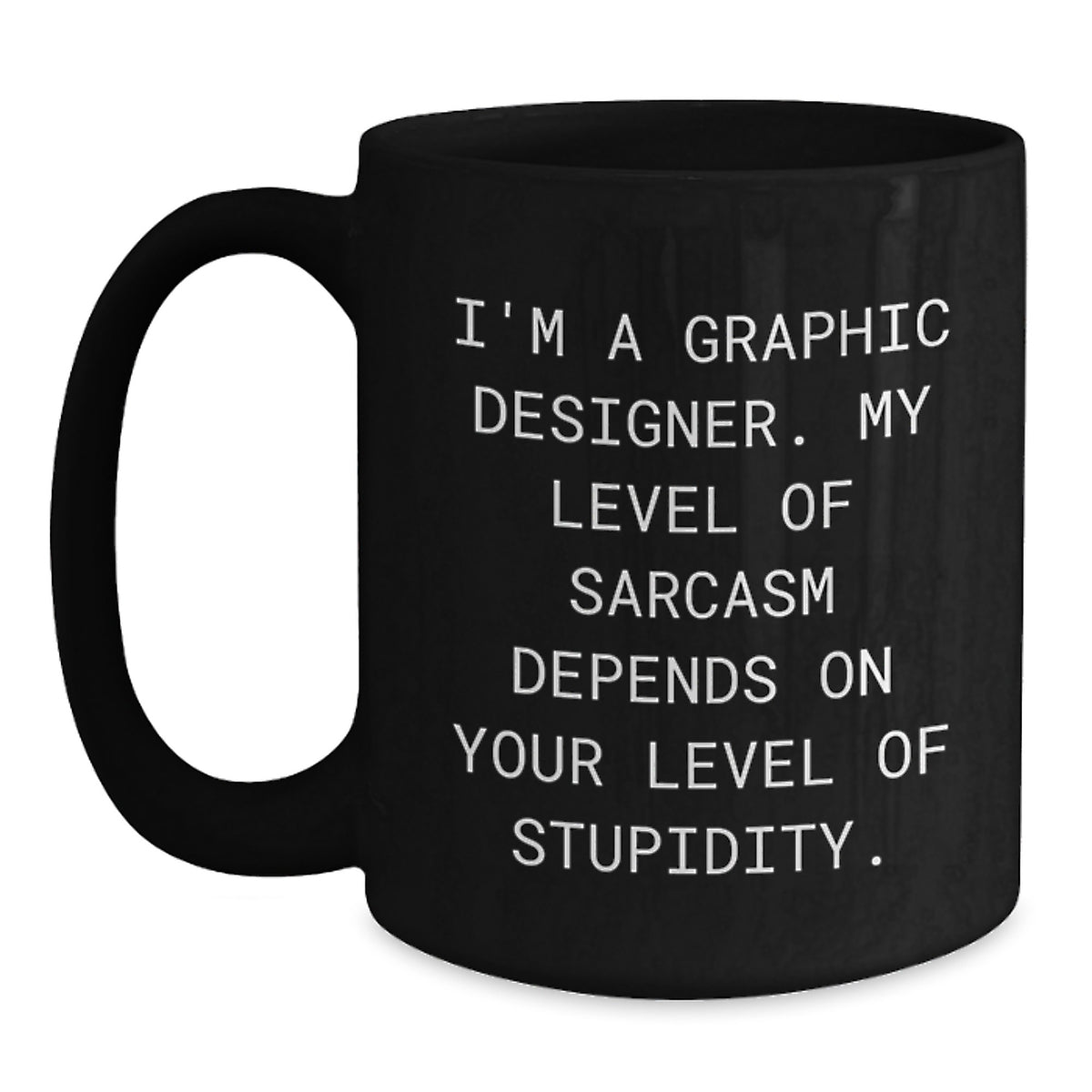 Funny Graphic Designer Gifts from Friends to Family for Mom on Mother's Day - Black Coffee Mug - I'm A Graphic Designer. My Level Of Sarcasm Depends On Your Level Of Stupidity. - Main