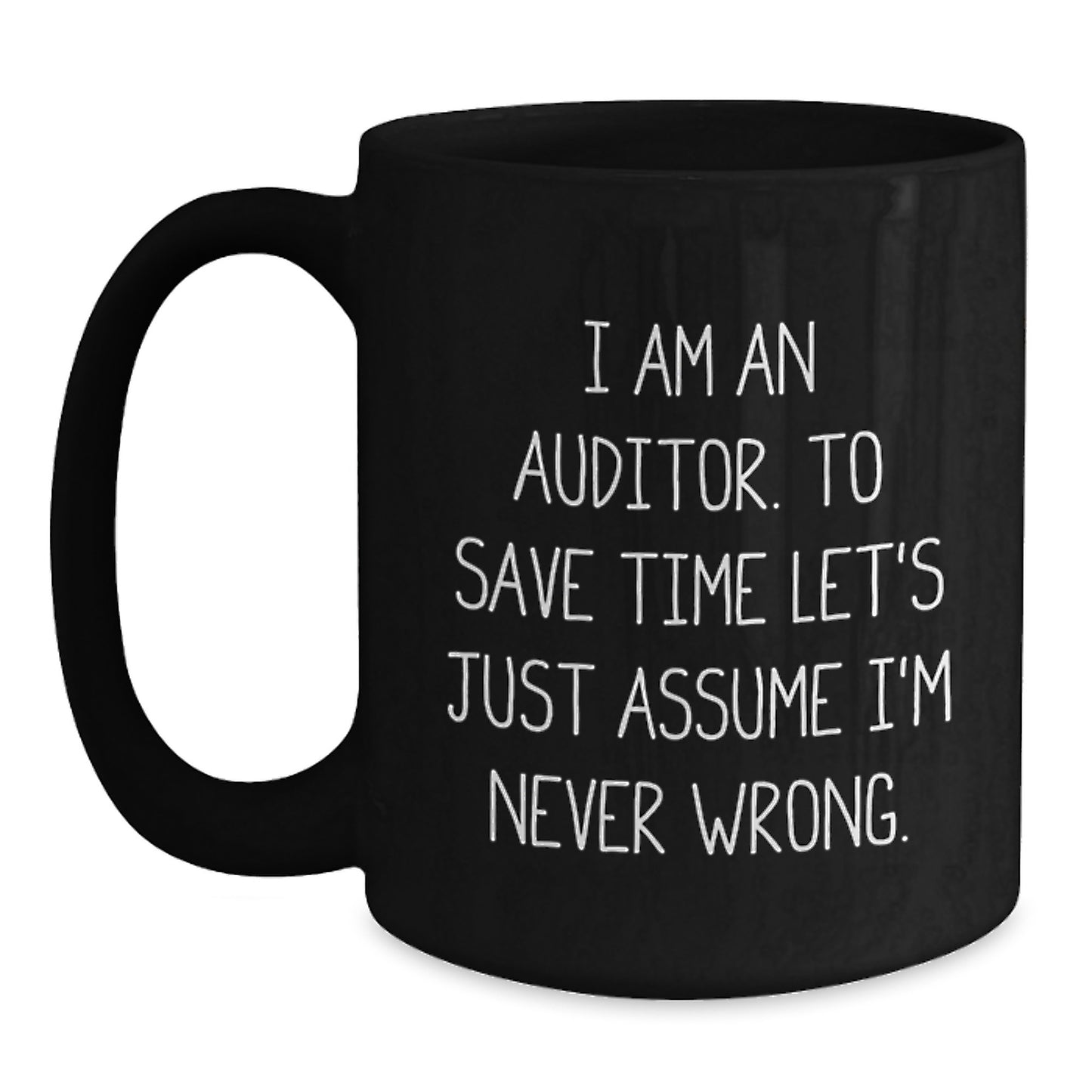 Funny Auditor Gifts for Mom - I'm Never Wrong Black Coffee Mug, Unique Mother's Day Unique Gift from Family - Main