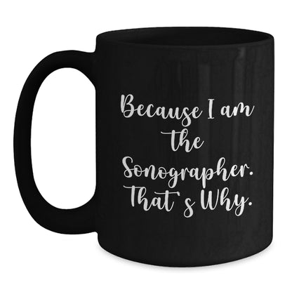 Sonographer Keepsake Black Coffee Mug for Him Birthday Gift Ceramic 11oz - Main
