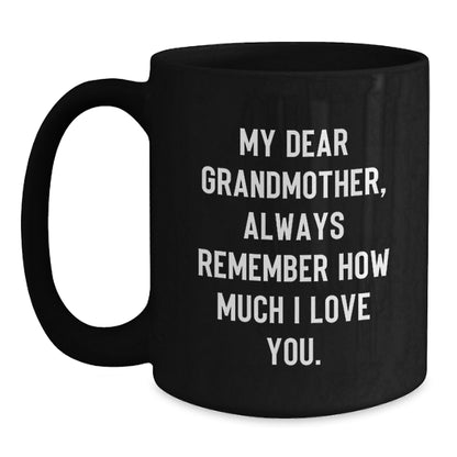 Heartfelt Gift for My Dear Grandmother, Funny Black Coffee Mug for Birthday, Gifts from Family - Main