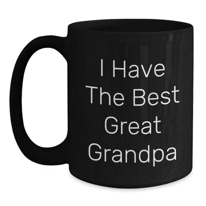 Funny Grandpa Gifts, I Have The Best Great Grandpa, Black Coffee Mug for Graduation, Gifts from Family to Grandpa, Unique Graduation Presents - Main