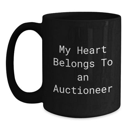 Funny Auctioneer Gifts from Friends Black Coffee Mug My Heart Belongs To An Auctioneer Men Unique Christmas Unique Gifts - Main