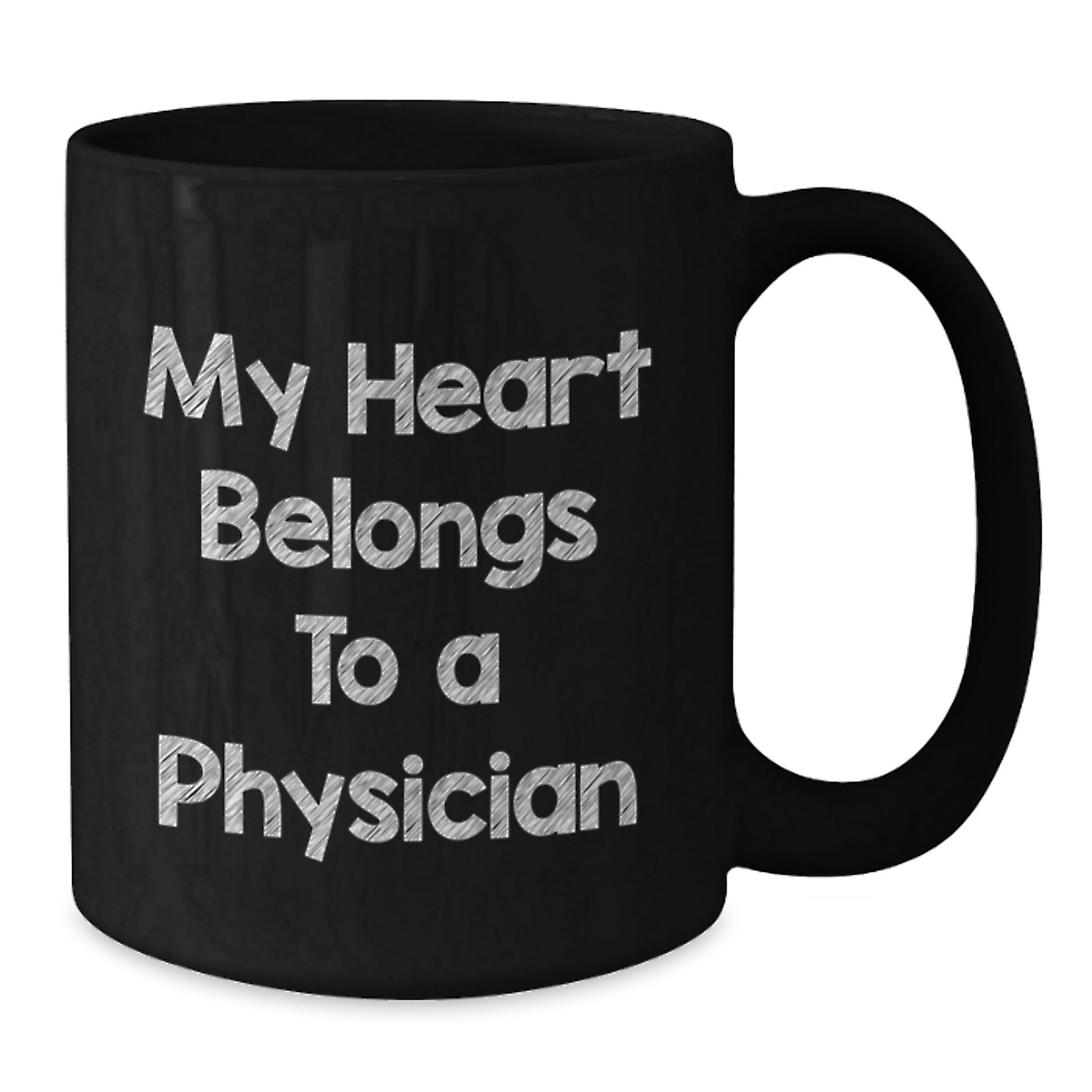 Funny Physician Gifts from Men, Women, or Friends - 'My Heart Belongs To A Physician' Black Coffee Mug for Valentine's Unique Gifts - Additional