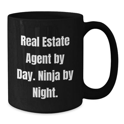 Funny Real Estate Agent Gifts from Friends - Birthday Unique Gifts for Real Estate Agent - Black Coffee Mug with Real Estate Agent By Day. Ninja By Night. - Additional