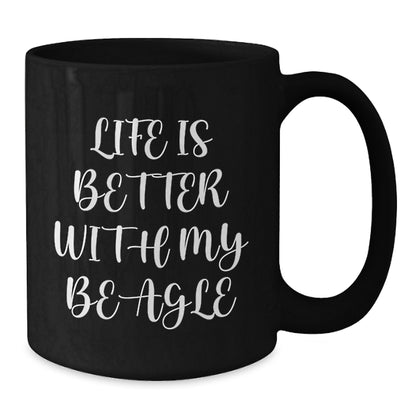 Funny Beagle Dog Gifts for Birthday, Black Coffee Mug from Friends for Beagle Lovers, Life Is Better With My Beagle Inspired Ceramic Mug - Additional