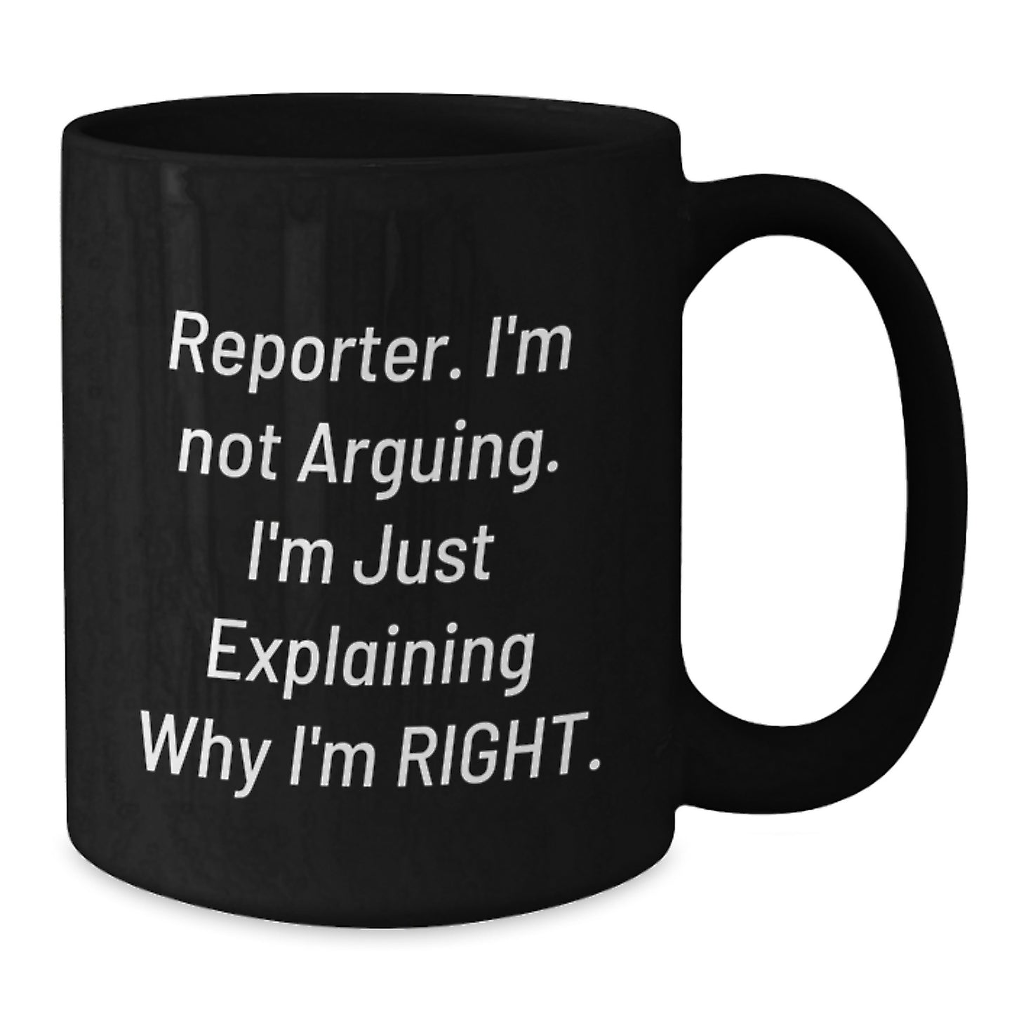 Funny Reporter Christmas Unique Gifts from Friends Black Coffee Mug, Perfect for Reporter Men - Additional