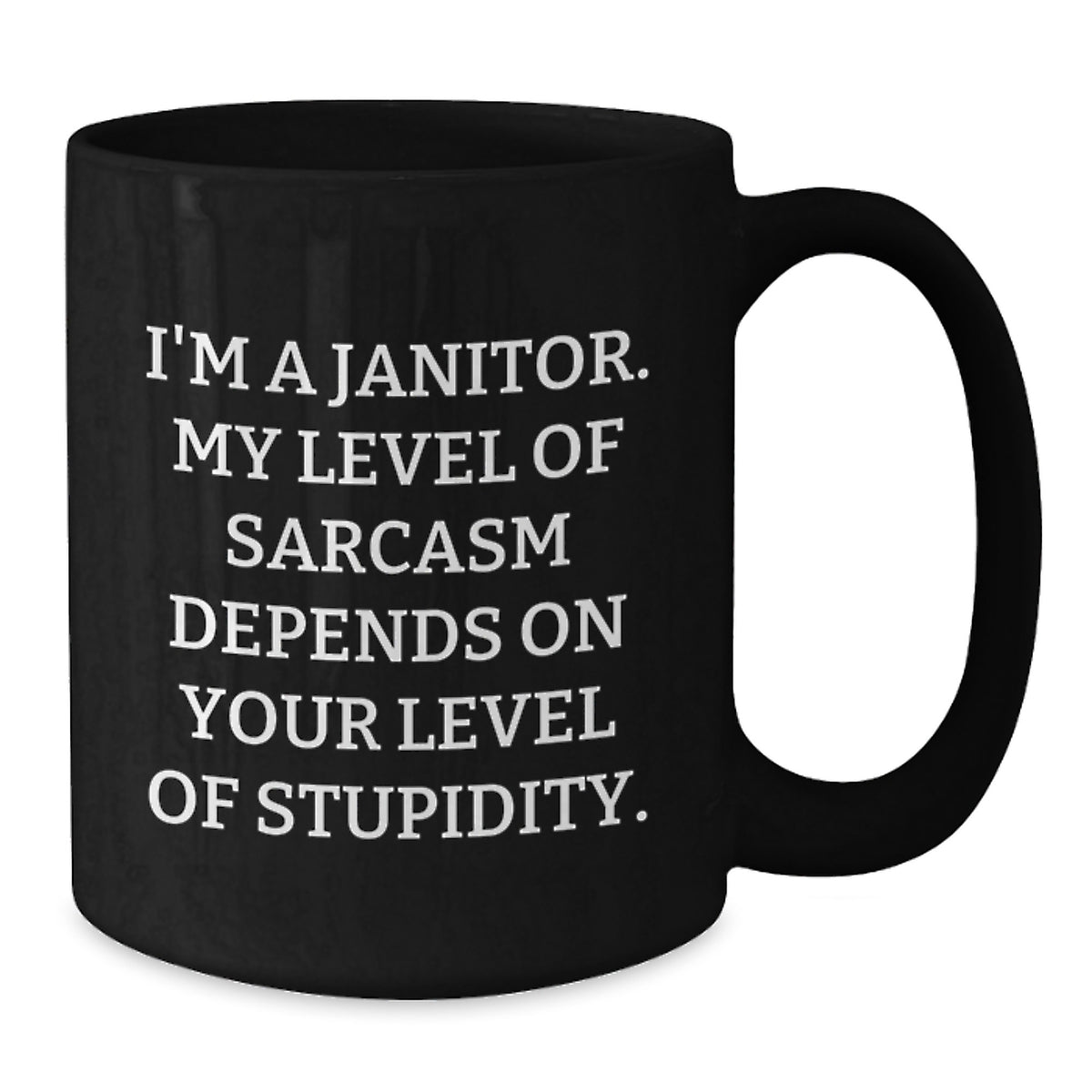 Funny Janitor Gifts, Birthday Unique Mugs, Black Coffee Mug for Janitor Friends and Family, 'I'm A Janitor My Level Of Sarcasm Depends On Your Level Of Stupidity' - Additional