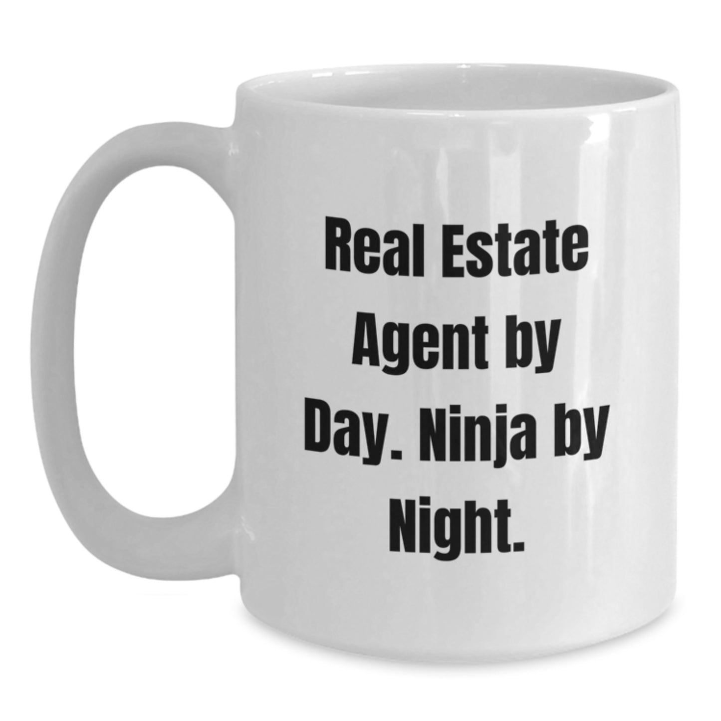 Funny Real Estate Agent Gifts for Real Estate Agents, White Coffee Mug with Real Estate Agent By Day Ninja By Night Quote, Birthday Unique Gifts from Men to Women - Main